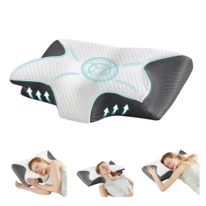 Wide Cervical Neck Memory Foam Pillow with Cooling Pillowcase