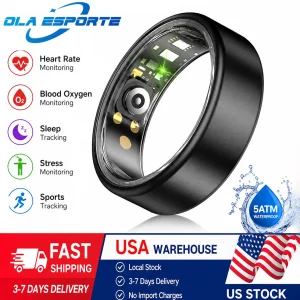 Smart Ring Men & Women ,Heart Rate Blood Oxygen, 5ATM Waterproof For Android IOS Waterproof 100+ Sport Modes Ring
