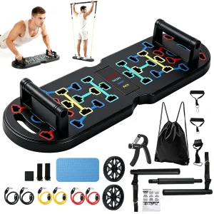 20 in 1 Portable Home Gym Workout Set Foldable Push Up Board with Resistance Bands
